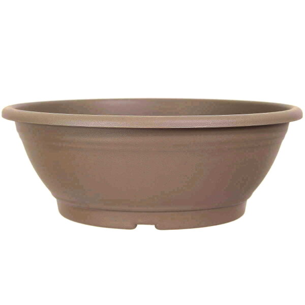 Bonsai pot 25x25x9cm light-brown round plastic