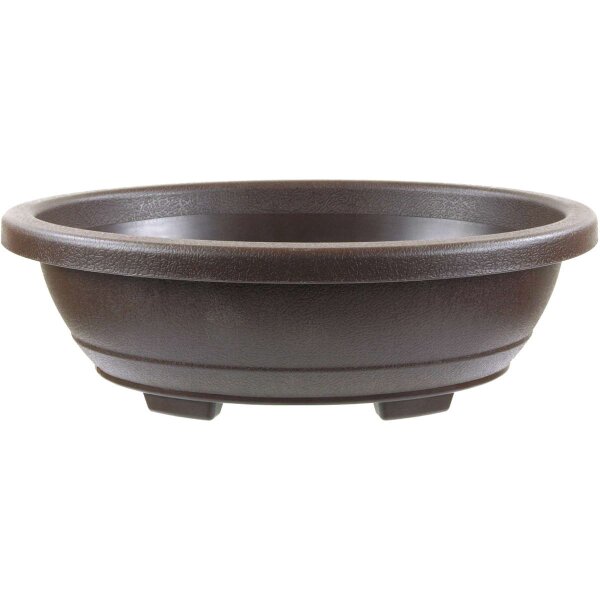 Bonsai pot 24.3x19.3x8cm dark brown oval plastic