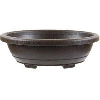 Bonsai pot 18.5x14.6x6cm dark brown oval plastic