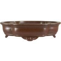 Bonsai pot 30.5x26x8cm dark-brown lotus Shape unglaced