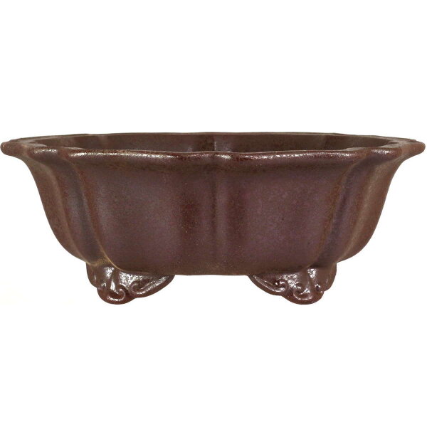 Bonsai pot 26.5x26.5x9.5cm dark-brown octagonal unglaced