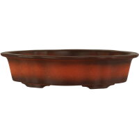 Bonsai pot 25x16.5x6cm antique-redbrown lotus Shape unglaced