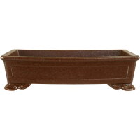Bonsai pot 24.5x19.5x6cm dark-brown rectangular unglaced