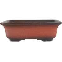 Pot &agrave; bonsa&iuml; 20.5x20.5x6.5cm antique-brun-rouge carr&eacute;e en gr&egrave;s