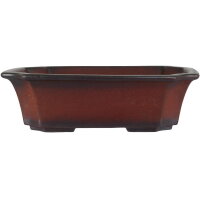 Bonsai pot 20.5x16.5x6cm antique-redbrown rectangular unglaced