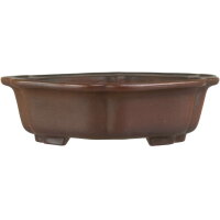 Bonsai pot 18.5x18.5x5.5cm antique-redbrown octagonal unglaced