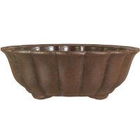 Bonsai pot 18.5x18.5x6.5cm dark-brown round unglaced