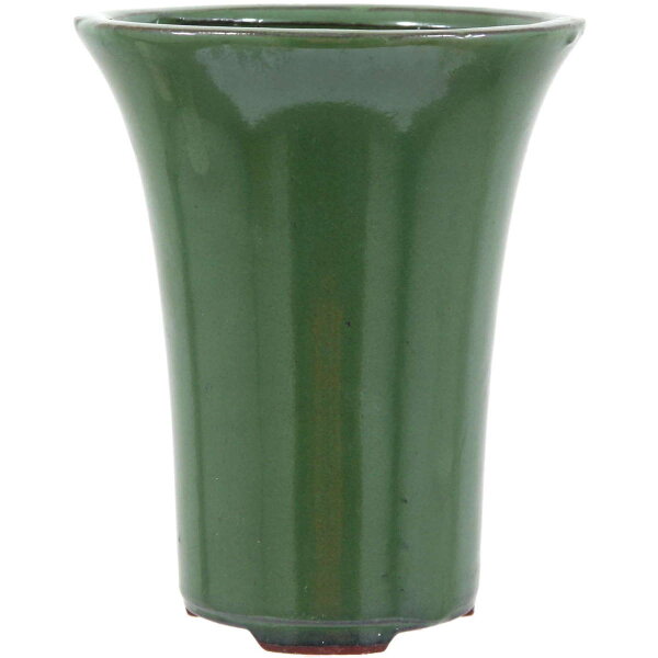 Bonsai pot 15.5x15.5x18.5cm green oval glaced