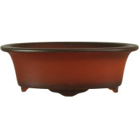 Pot à bonsaï 16x12x5.5cm antique-brun-rouge ovale en grès