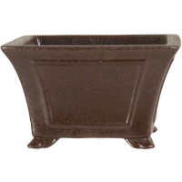 Bonsai pot 14x14x8.5cm dark-brown square unglaced