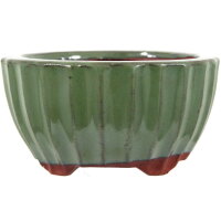 Bonsai pot 10.5x10.5x5.5cm light-green round glaced