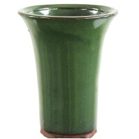 Bonsai pot 10.5x10.5x13.5cm green round glaced