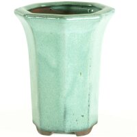 Bonsai pot 7.5x7.5x9.5cm mint green octagonal glaced
