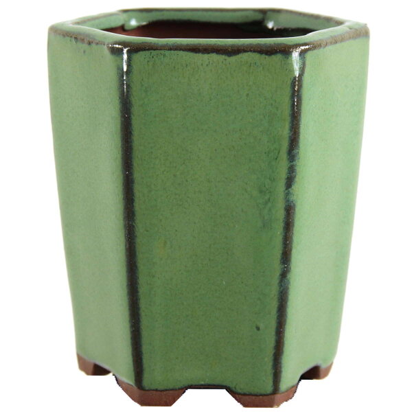 Bonsai pot 7.5x7.5x9.5cm green other shape glaced