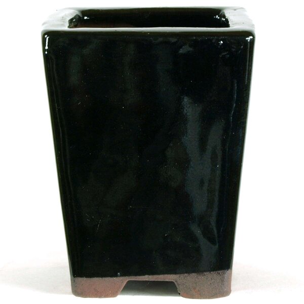 Bonsai pot 7x7x9.5cm black square glaced