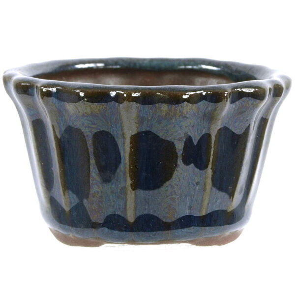 Bonsai pot 7x7x4cm dark-brown round glaced