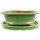 Bonsai pot with drip tray 25x21x8.5cm green oval glaced