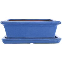 Bonsai pot with drip tray 25x19.5x8.5cm blue rectangular...