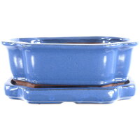 Bonsai pot with drip tray 20.5x16x7cm blue other shape...