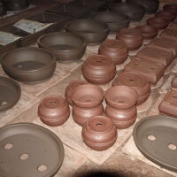 Bonsai pot 37x37x14cm antique-brown round unglaced
