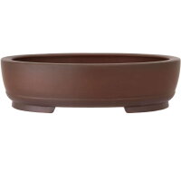 Bonsai pot 32.5x26.5x8.5cm antique-brown oval unglaced