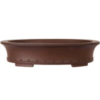 Bonsai pot 32.5x26.5x7.5cm antique-brown oval unglaced
