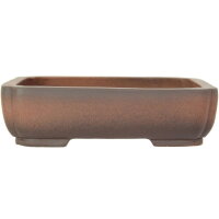 Bonsai pot 25x21.5x7cm antique-brown rectangular unglaced
