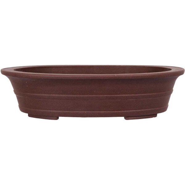 Bonsai pot 44.5x35.5x10.5cm brown oval unglaced