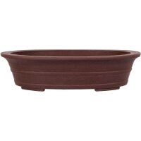Bonsai pot 44.5x35.5x10.5cm brown oval unglaced