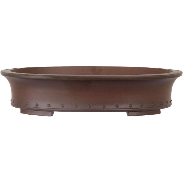 Bonsai pot 44.5x36x10cm antique-brown oval unglaced