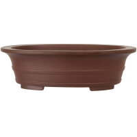 Bonsai pot 36.5x29x10cm antique-brown oval unglaced