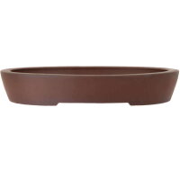 Bonsai pot 33x25.5x5.5cm antique-brown oval unglaced