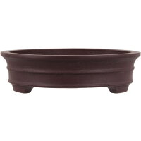 Bonsai pot 15.5x15.5x4cm dark-brown round unglaced