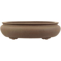 Bonsai pot 31.5x25.5x8.5cm grey oval unglaced
