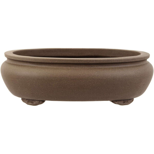 Bonsai pot 25.5x20.5x8cm grey oval unglaced