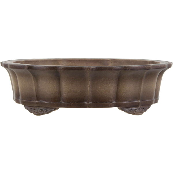 Bonsai pot 33.5x27x9cm antique-grey oval unglaced