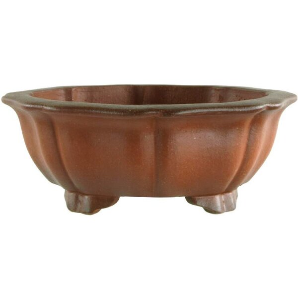 Bonsai pot 13.5x13.5x4.8cm Masteredition antique brown round unglaced