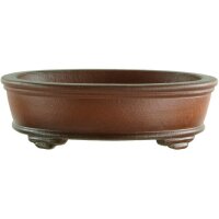 Bonsai pot 11.5x9x3.3cm Masteredition antique brown oval unglaced