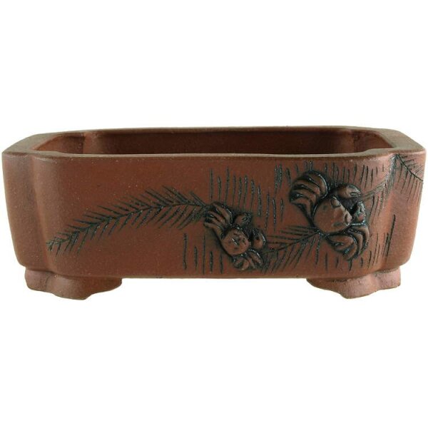 Bonsai pot 12.5x10x4.3cm Masteredition antique brown rectangular unglaced