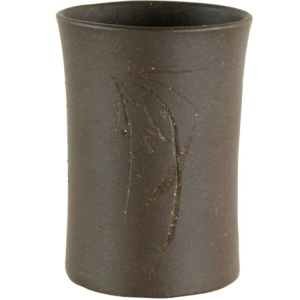 Vaso bonsai 4.5x4.5x6.5cm fatto mano marrone scuro rotondo in grès