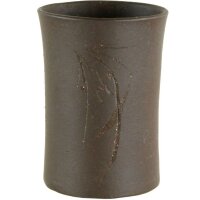 Vaso bonsai 4.5x4.5x6.5cm fatto mano marrone scuro rotondo in gr&egrave;s