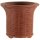 Bonsai pot 7x7x6.5cm handmade redbrown round unglaced