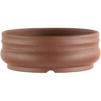 Bonsai pot 7x7x2.5cm handmade redbrown round unglaced