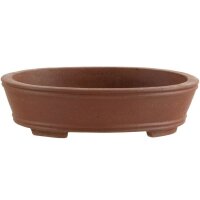Bonsai pot 16x12.8x4cm handmade brown oval unglaced
