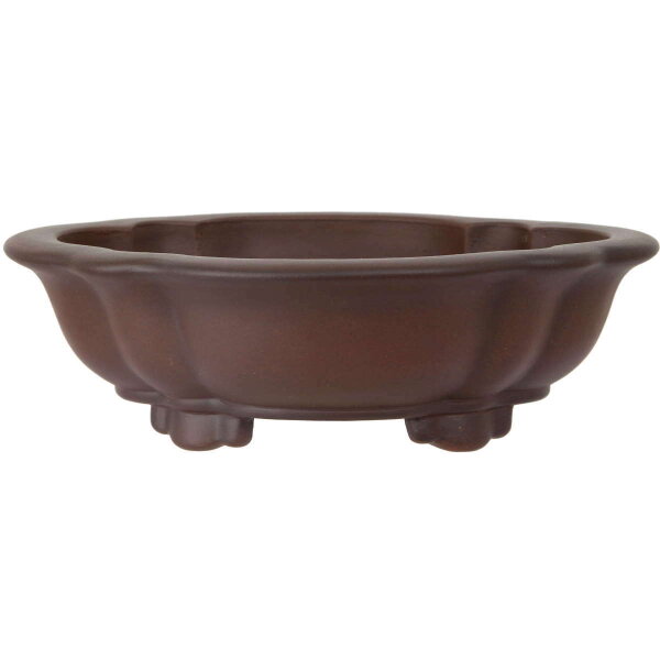 Bonsai pot 26x23x8cm antique-brown lotus Shape unglaced