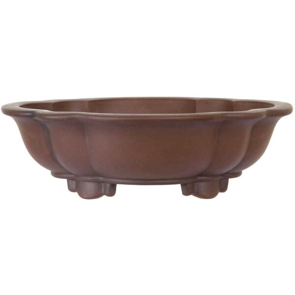 Bonsai pot 38x33x11cm antique-brown lotus Shape unglaced