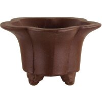 Bonsai pot 7.2x7.2x4.5cm handmade dark brown lotus-shaped unglaced