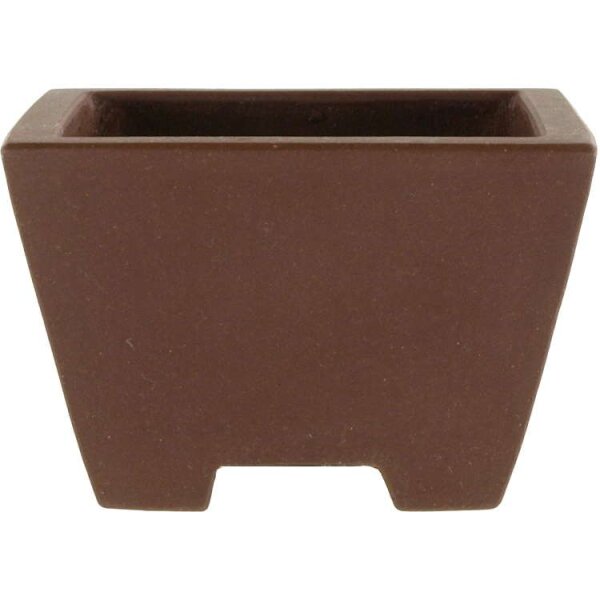 Bonsai pot 8x8x5cm handmade brown square unglaced