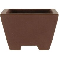 Bonsai pot 8x8x5cm handmade brown square unglaced