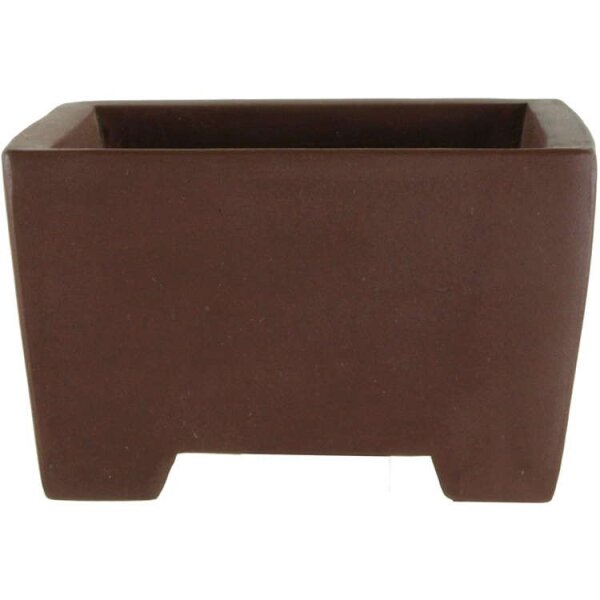 Bonsai pot 8x8x4.5cm handmade brown square unglaced